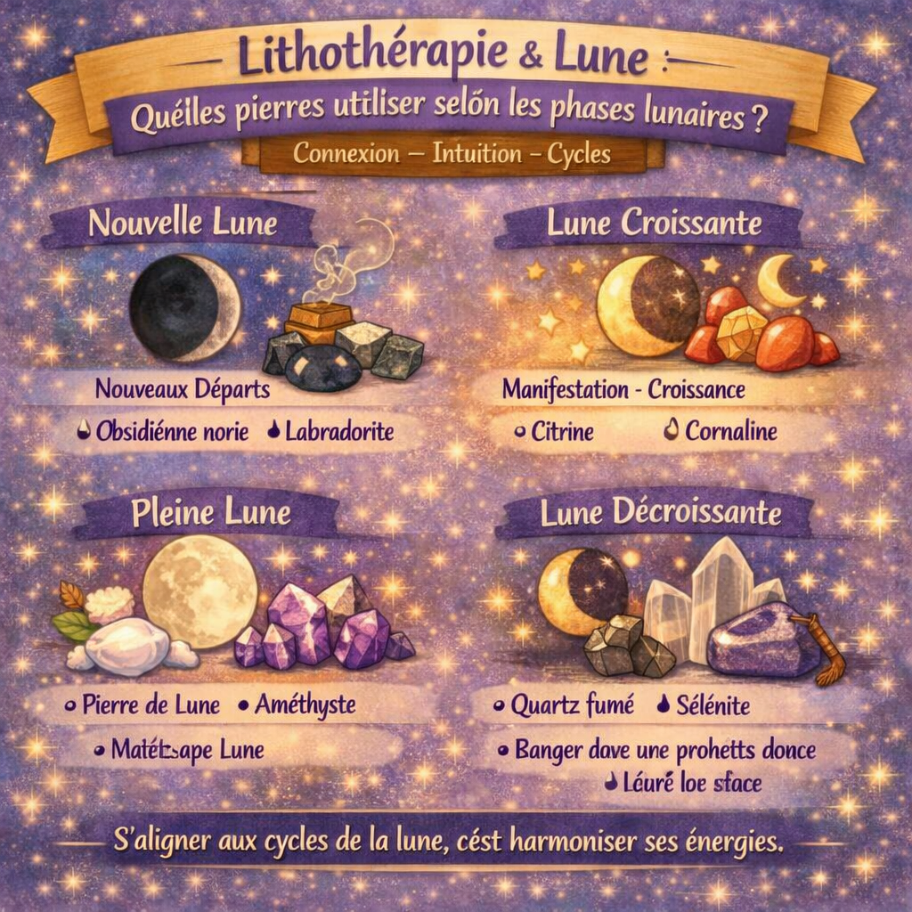 Lithothérapie et Lune : quelles pierres utiliser selon les phases lunaires ?
