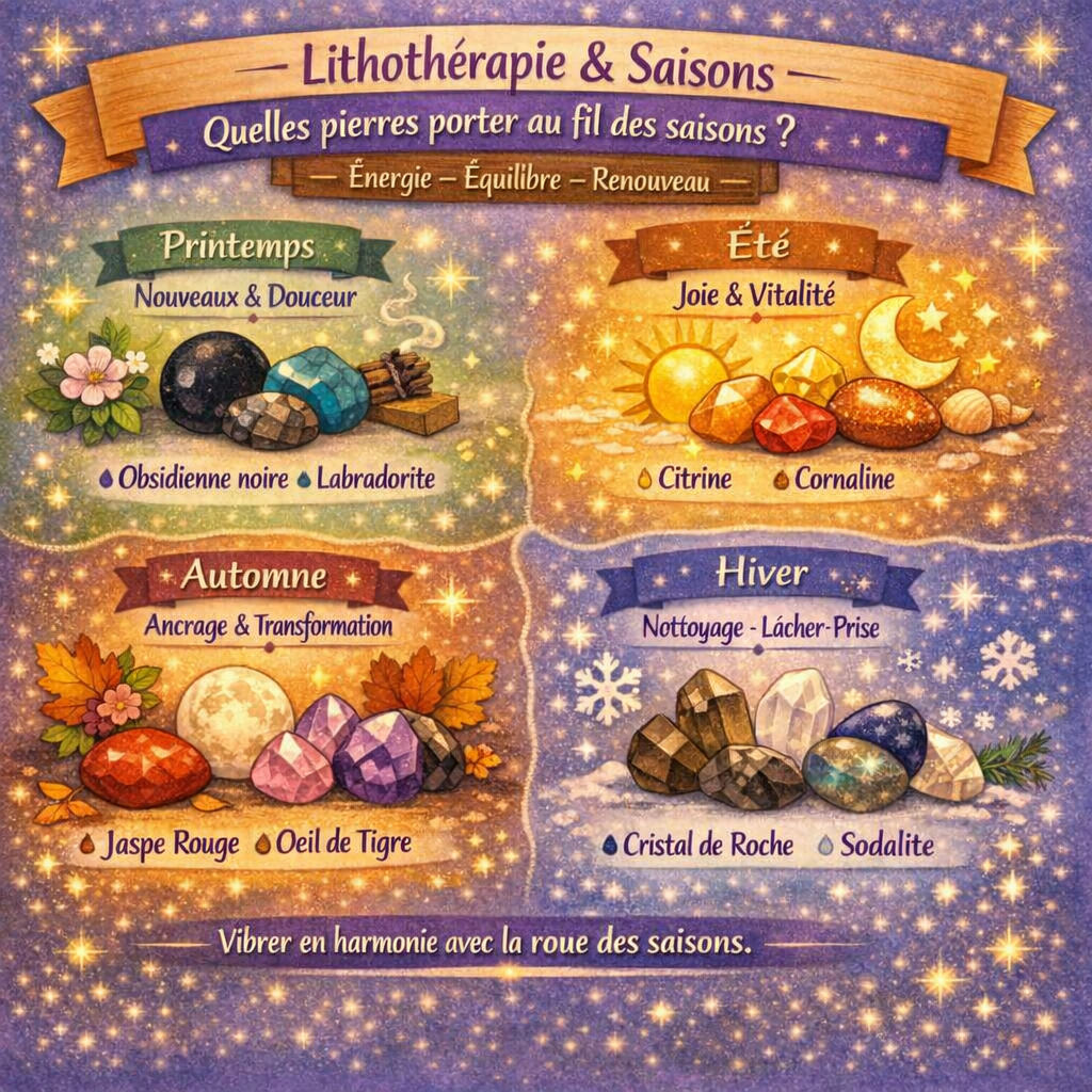 Lithothérapie et saisons : quelles pierres porter au printemps, en été, en automne et en hiver ?