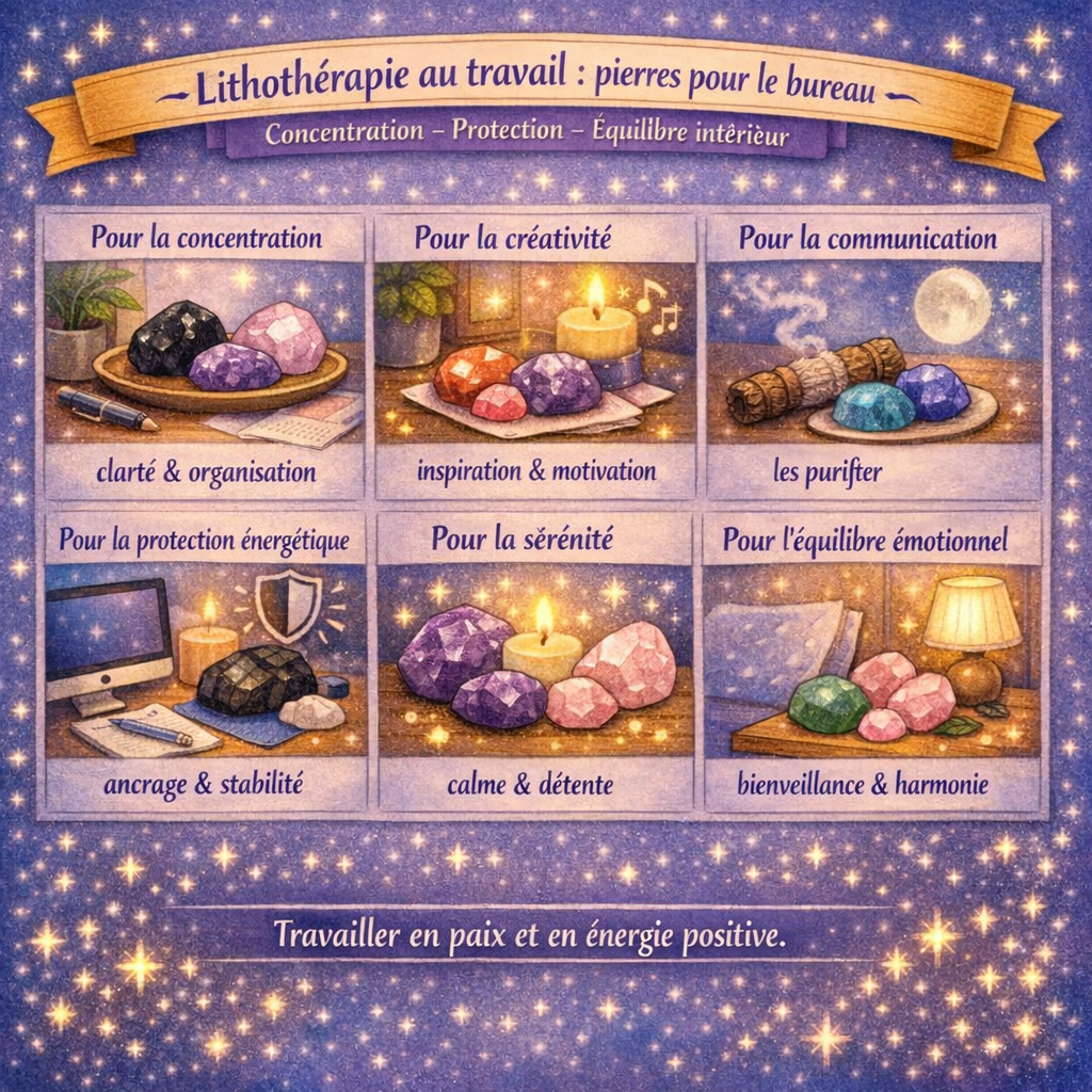 Lithothérapie au travail : quelles pierres pour le bureau ?